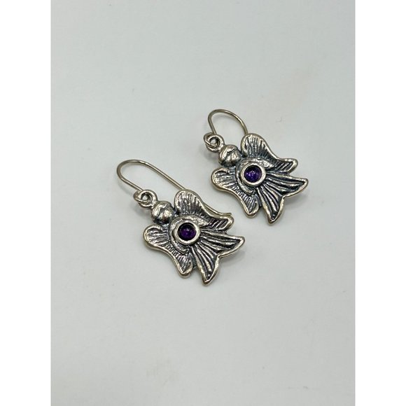 Didae Angels Israeli Jewelry Sterling Silver Dangles Earrings w Amethyst Stones - Picture 2 of 6